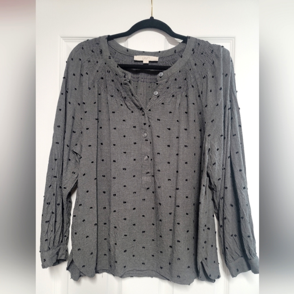 LOFT, large, dark gray with black embroidery